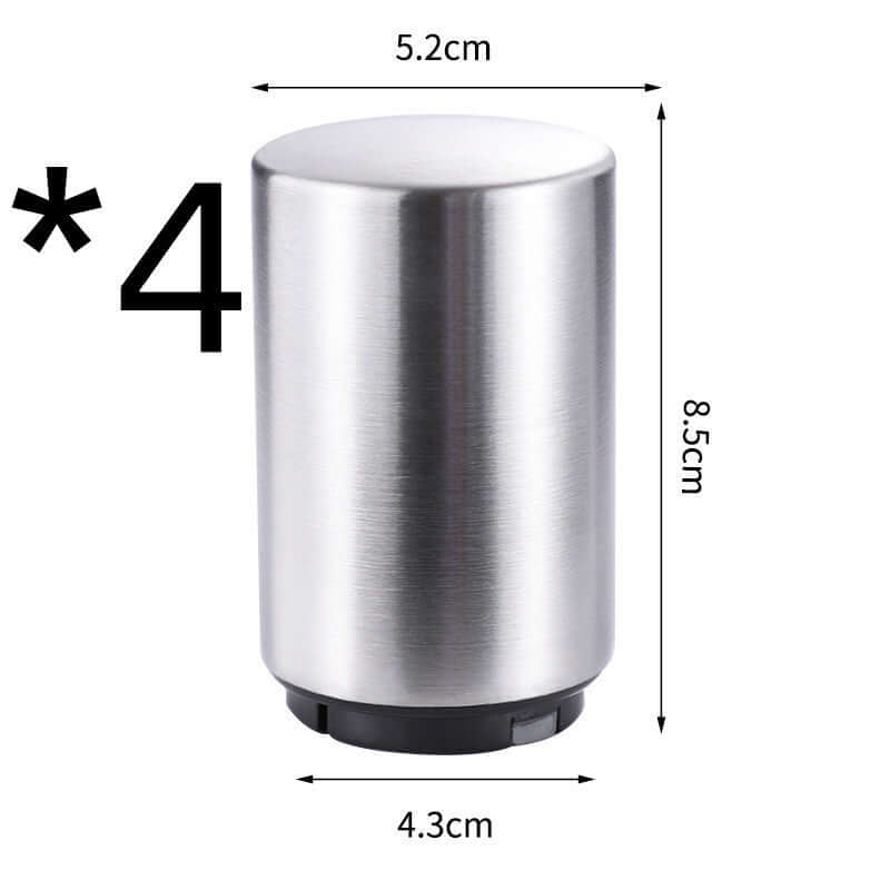 Stainless steel cylindrical kitchen accessory with dimensions 8.5cm x 5.2cm x 4.3cm, set of 4