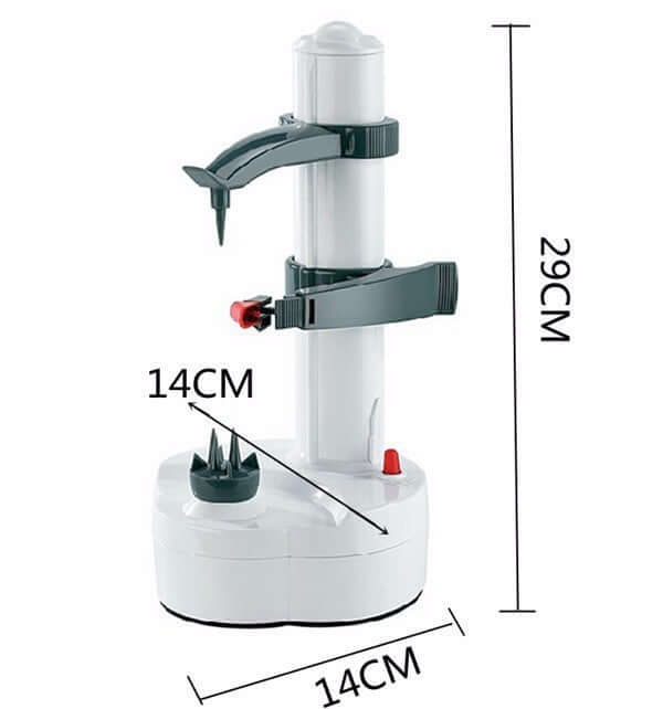 Electric vegetable peeler appliance, white and black, 29x14cm kitchen gadget
