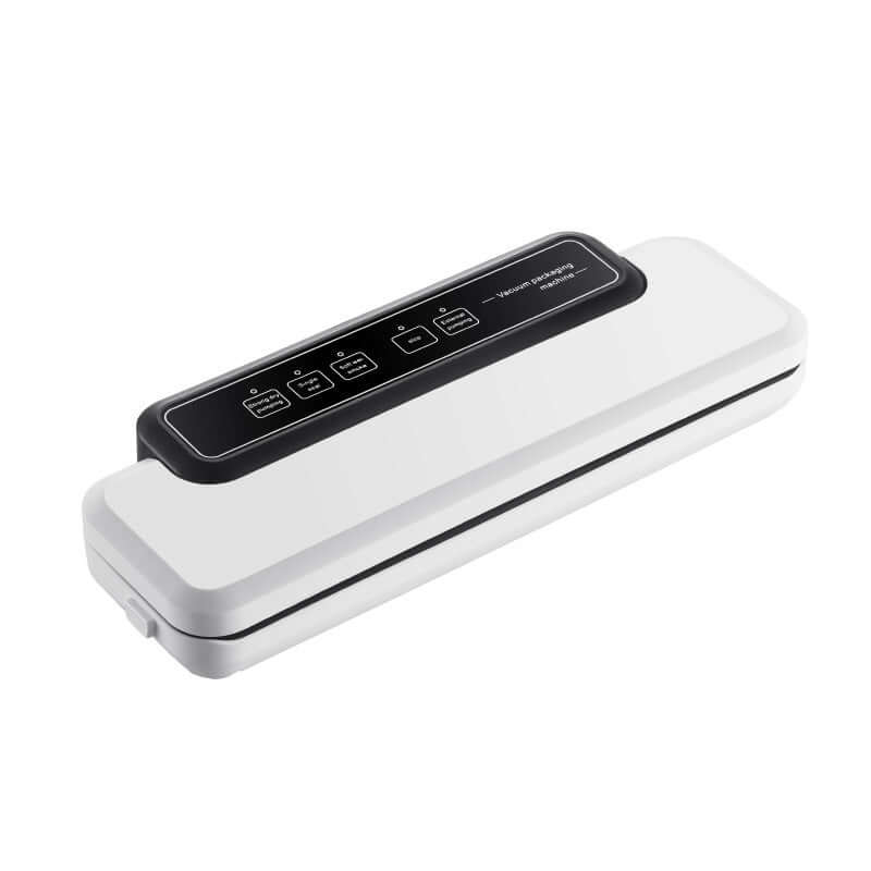 White vacuum sealer machine for kitchen countertop food storage and preservation