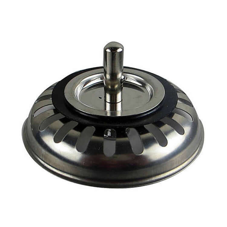 Stainless steel kitchen sink strainer with handle and rubber gasket