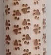 Wooden rolling pin with embossed animal paw prints for baking and kitchen use