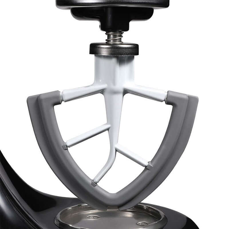 Stand mixer beater attachment with flexible silicone edge for kitchen mixing