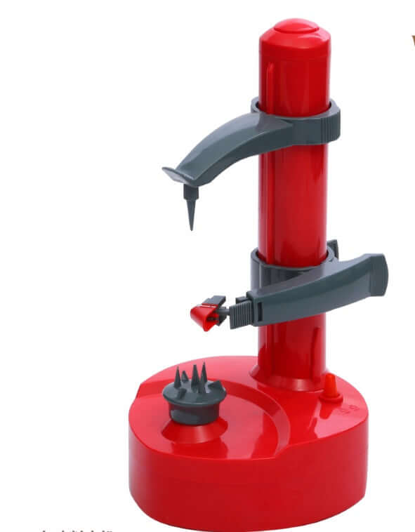 Red and gray automatic electric vegetable and fruit peeler kitchen gadget