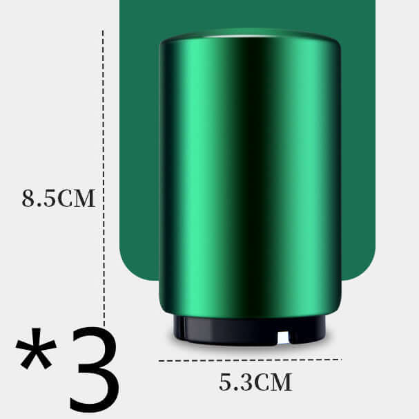 Green cylindrical kitchen accessory, 8.5cm tall, 5.3cm wide, set of 3, on white background.