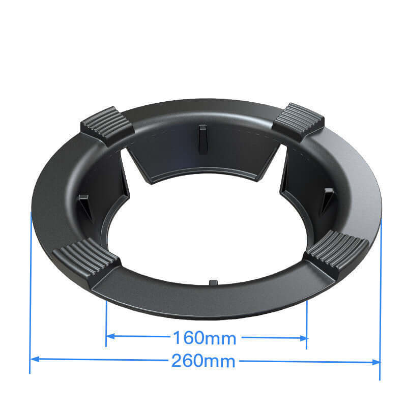 Black stove burner support ring, 160mm inner, 260mm outer diameter, kitchen accessory