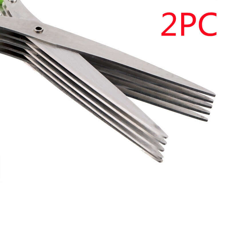 Multi-blade herb scissors set for kitchen use, stainless steel, 2 pieces