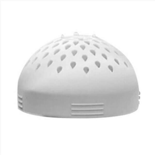 White plastic kitchen deodorizer dome with ventilation holes, isolated on white background