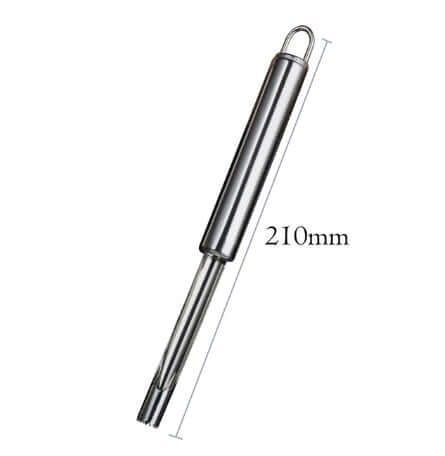 Stainless steel apple corer kitchen gadget, 210mm long, with hanging loop handle