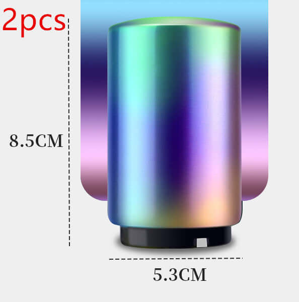 Rainbow metallic kitchen accessory, cylindrical shape, 8.5cm tall, 5.3cm wide, 2 pieces
