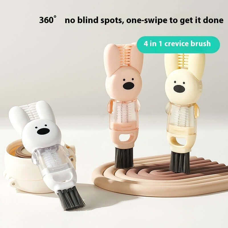 Cute animal-shaped 4-in-1 crevice cleaning brushes for kitchen accessories