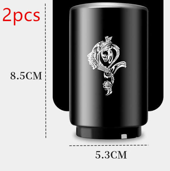 Black kitchen accessory set of 2, floral design, 8.5cm tall, 5.3cm wide.