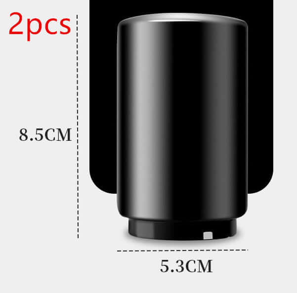 Black kitchen accessory set of 2, cylindrical design, 8.5cm tall, 5.3cm wide