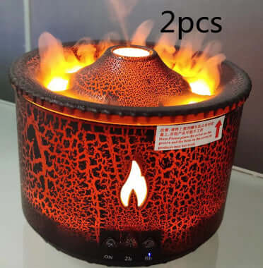 Volcano-style electric aroma diffuser with flame effect, 2 piece pack