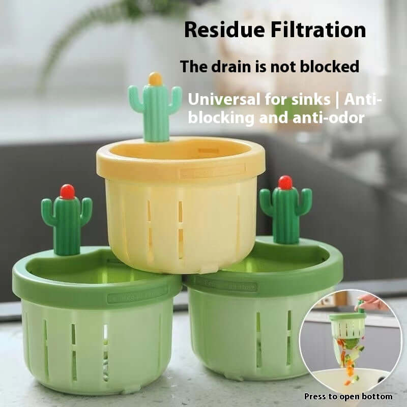 Colorful cactus-shaped kitchen sink strainers for residue filtration and drain protection