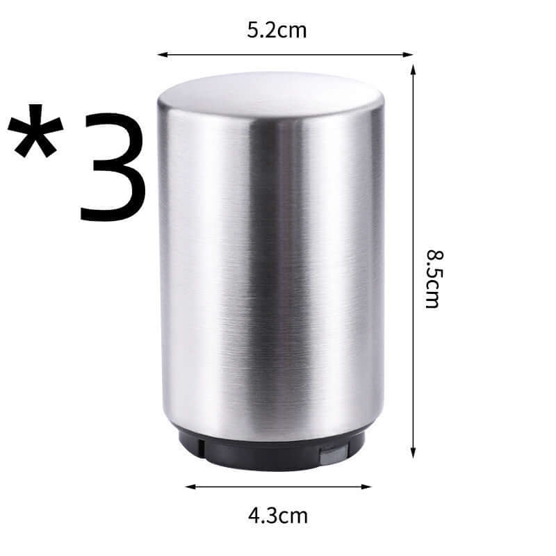 Stainless steel kitchen accessory cylinder with size dimensions, modern utensil tool