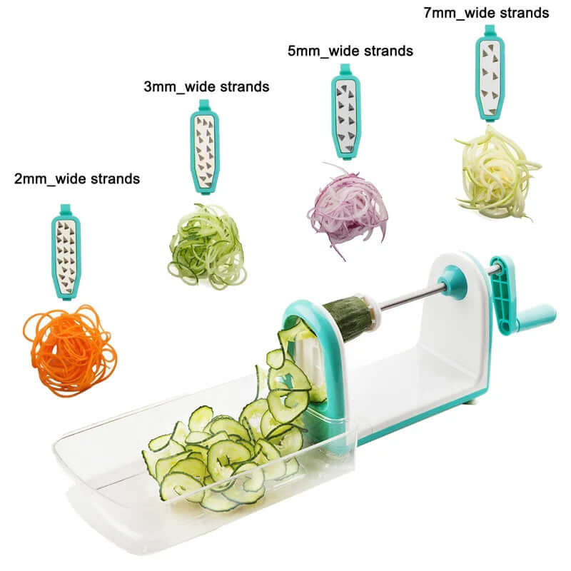 Vegetable spiralizer with four blade options for slicing vegetables into different width strands