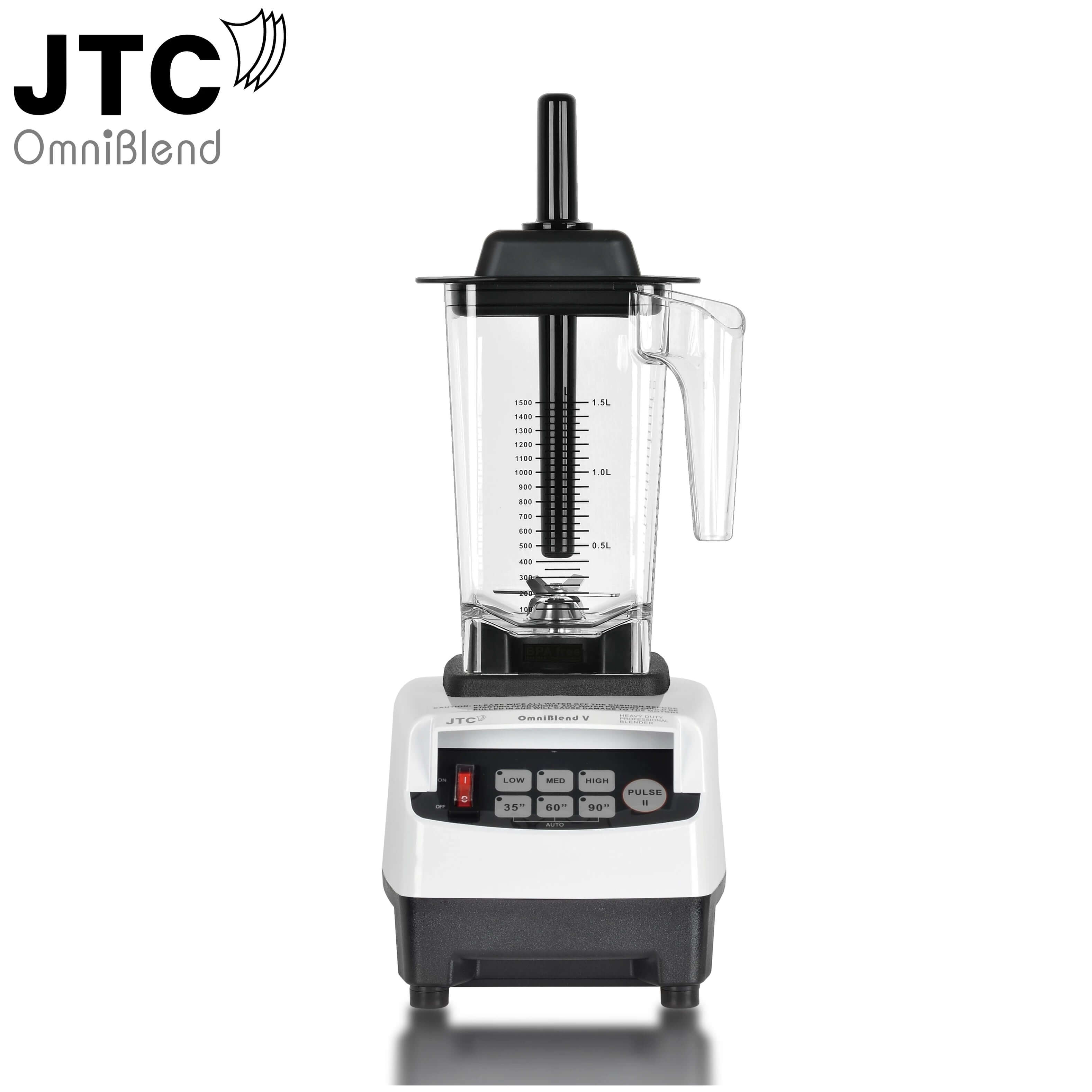 JTC OmniBlend professional countertop blender with clear pitcher and control buttons