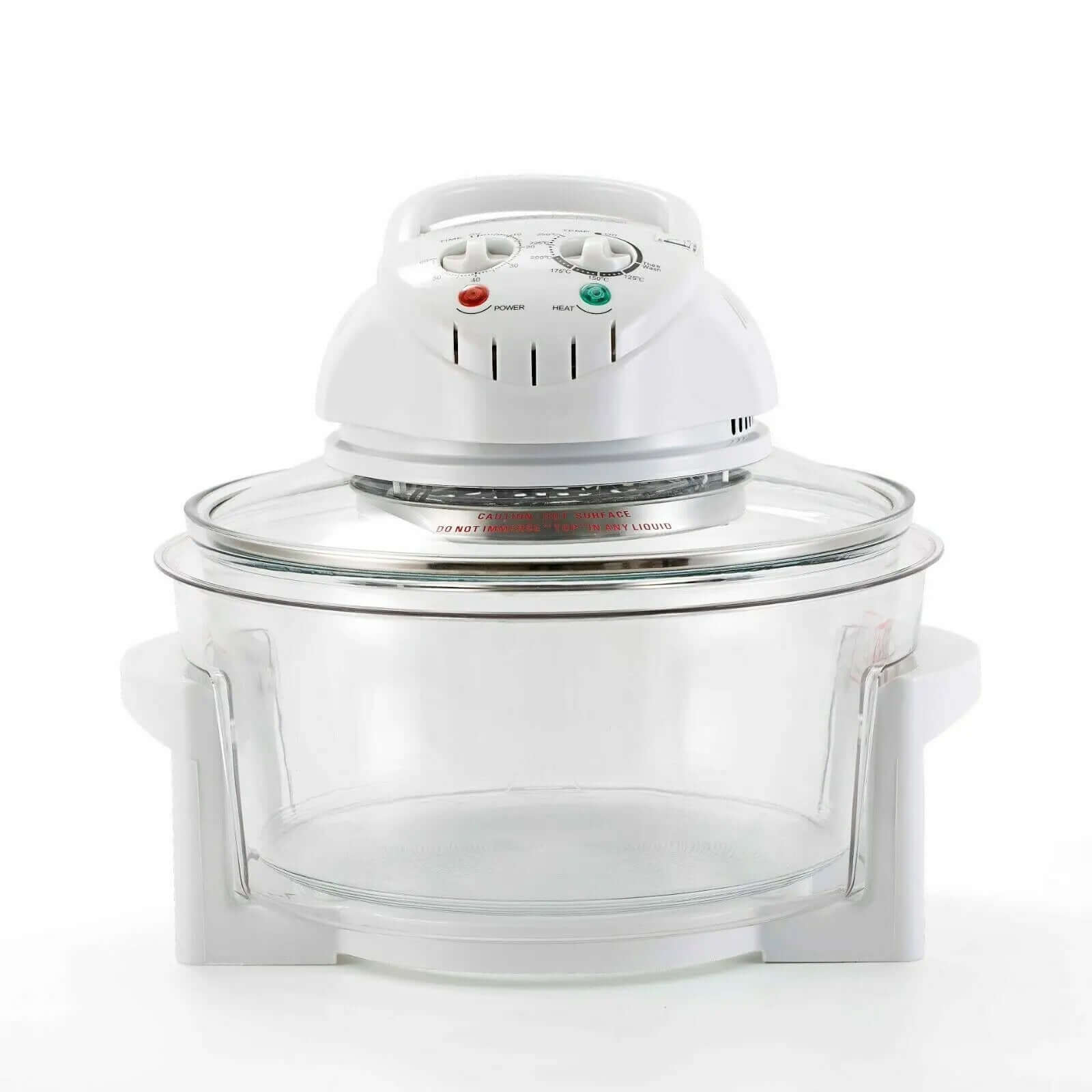 Countertop glass convection oven with white control panel for kitchen cooking