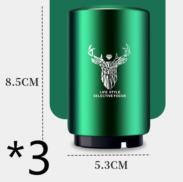 Green kitchen accessory with geometric deer design, 8.5cm tall and 5.3cm wide