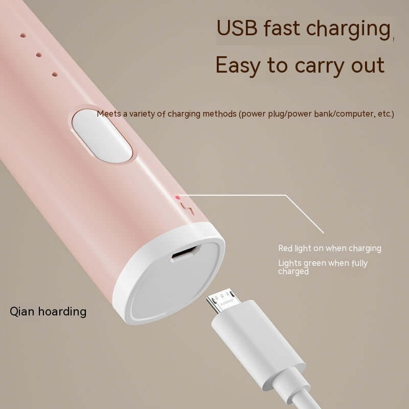 USB rechargeable pink kitchen gadget with fast charging feature and indicator lights