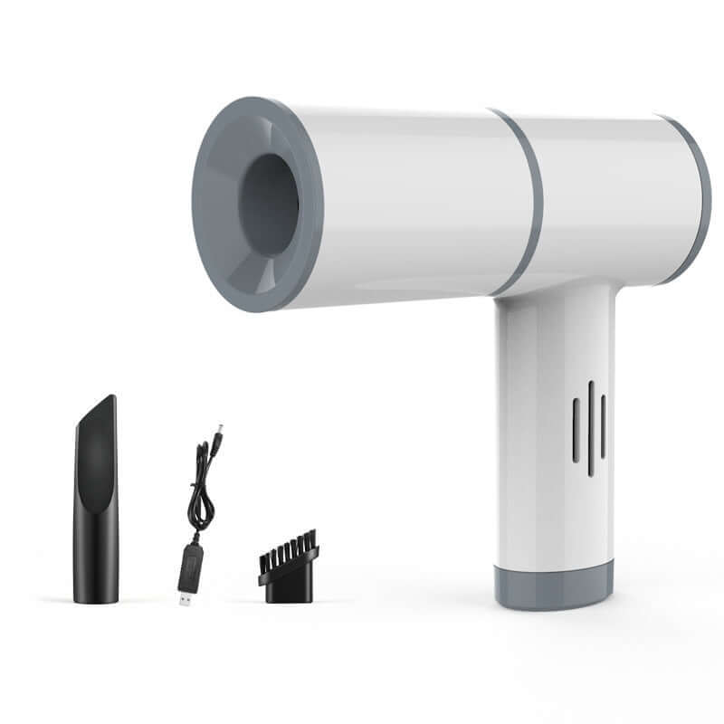 Compact handheld kitchen vacuum cleaner with nozzle, brush, and USB charging cable