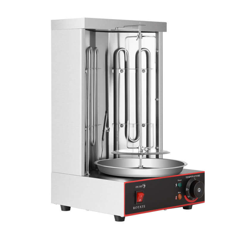 Electric vertical rotisserie machine, stainless steel, countertop kitchen appliance