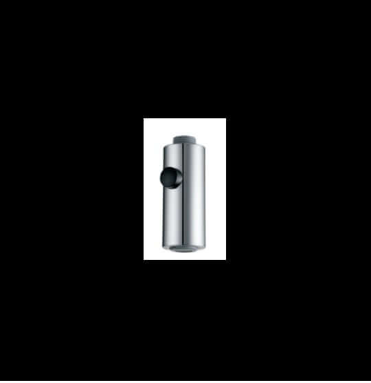Stainless steel kitchen accessory, cylindrical metal fitting with a side knob