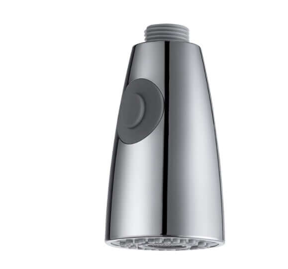 Chrome kitchen faucet spray head replacement with push button and threaded connector