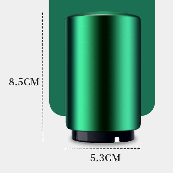 Green cylindrical kitchen accessory with dimensions 8.5 cm height and 5.3 cm width