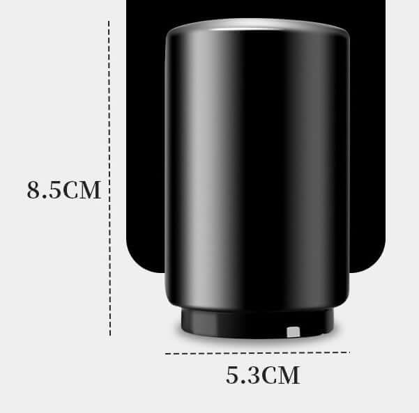 Black cylindrical kitchen accessory with dimensions 8.5cm height and 5.3cm width