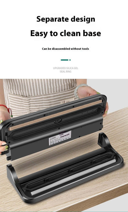 Easy to clean vacuum sealer with separate disassemblable base for kitchen use