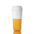 Yellow and white portable kitchen appliance cup with modern design on white background