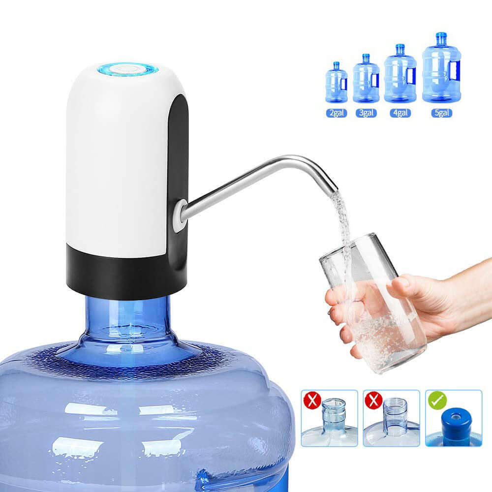 Electric water dispenser pump for large water bottles, filling glass, suitable for 2 to 5 gallon jugs