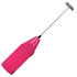 Pink handheld electric milk frother for coffee and latte blending