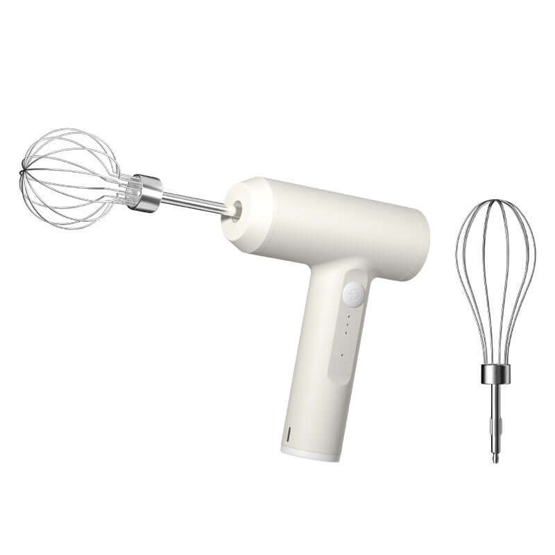 Electric handheld kitchen mixer with two stainless steel whisk attachments