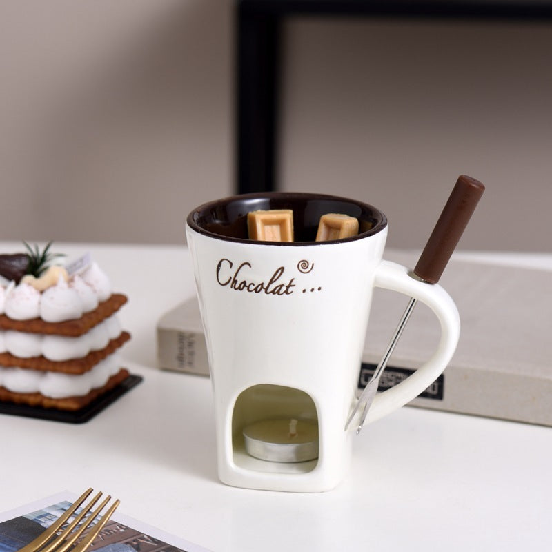 Ceramic Chocolate Hot Pot Stove Ice Cream Hot Pot Cup
