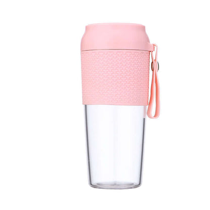 pink travel mug with textured grip and strap, reusable plastic tumbler for drinks