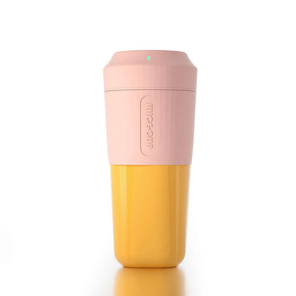 Pink and yellow travel mug or tumbler, modern kitchen accessory on white background