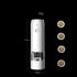Electric salt and pepper grinder, white, with size and weight shown, four ground spice options