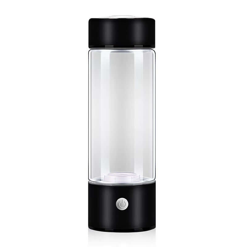 Portable electric blender with black lid and base, clear jar, kitchen appliance