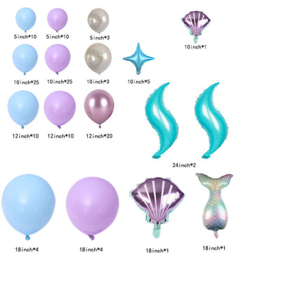 New Mermaid-Themed Birthday Party Latex Balloon Set