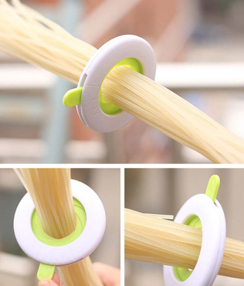 Adjustable spaghetti measuring tool with portion guide for pasta