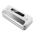 White and silver kitchen vacuum sealer machine with touch control panel on white background