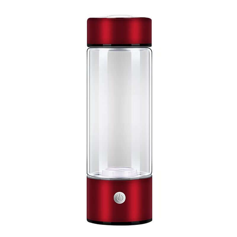 Red portable electric blender bottle with power button for kitchen use