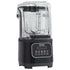 Black countertop blender with soundproof cover and digital controls for kitchen use
