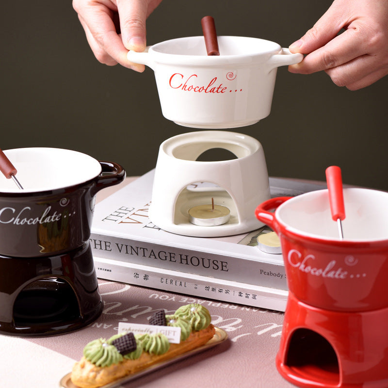 Creative Binaural Chocolate Melting Furnace Cheese Heated Hot Pot Cup