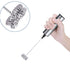 Handheld electric milk frother with stainless steel whisk, kitchen utensil for coffee