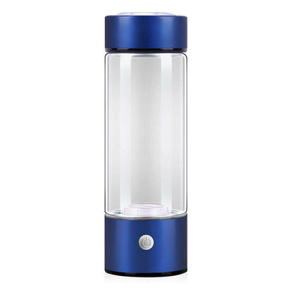 Blue portable electric blender bottle with power button, modern kitchen appliance