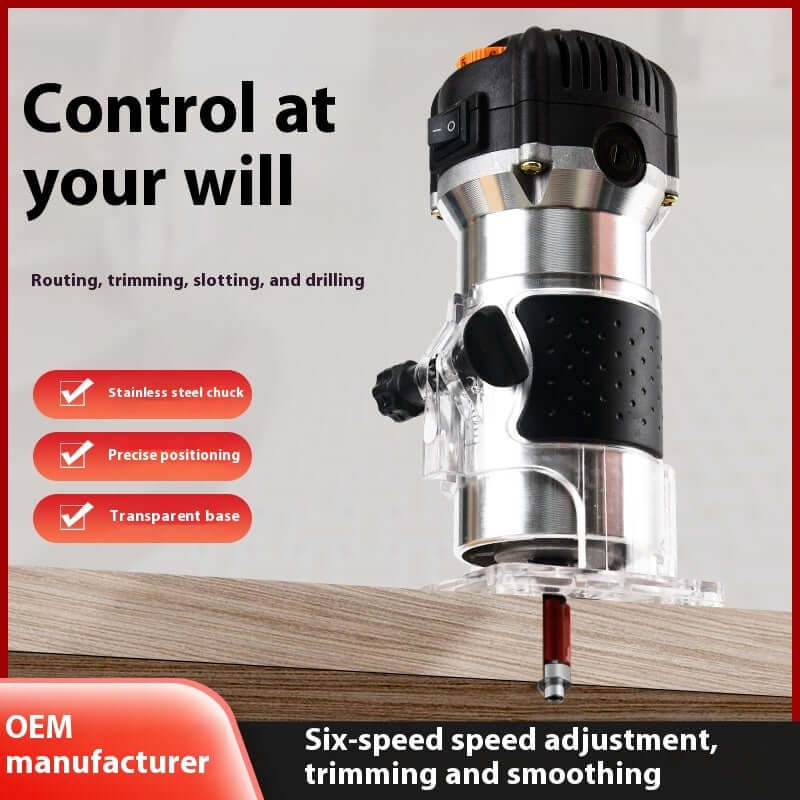 Electric wood router with stainless steel chuck, precise positioning, trimming wood edge