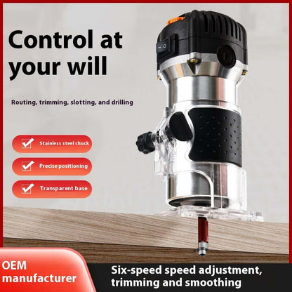 Electric wood router with stainless steel chuck, precise positioning, trimming wood edge
